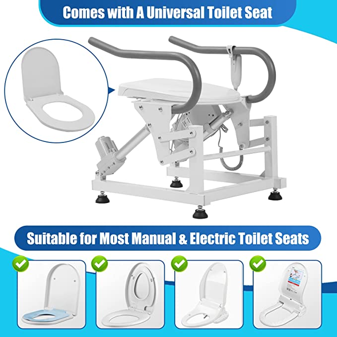 Electric Toilet Seat Lift with Handles, Dual Motors Elevated Toilet Se